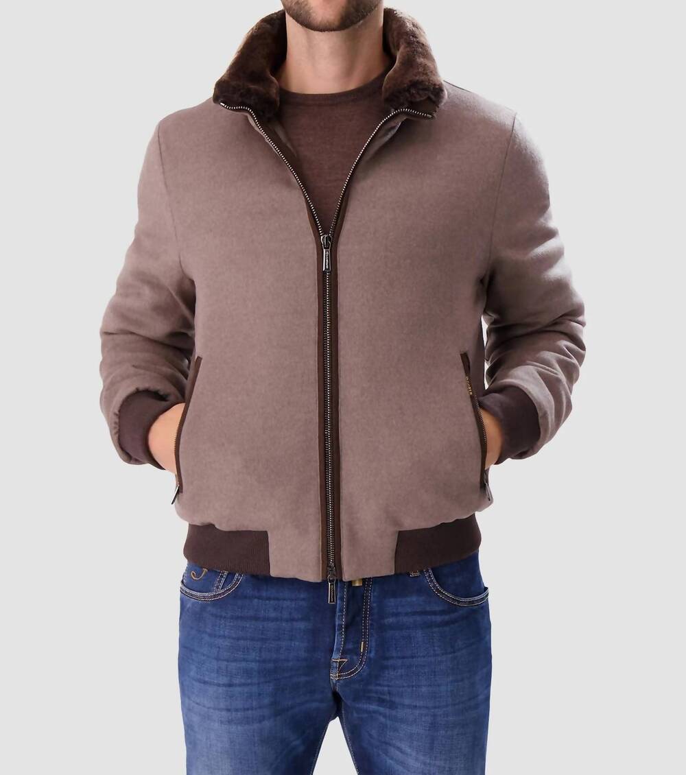 NEW MOORER shearling bomber jacket in nut